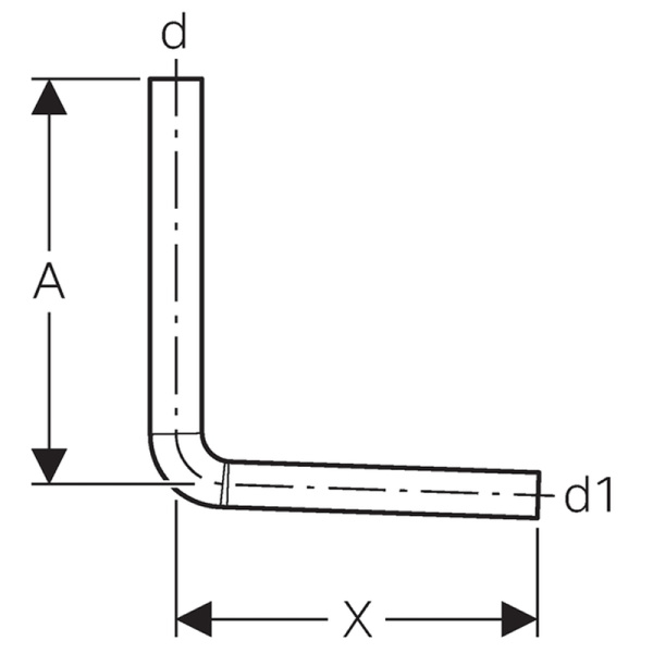 Колено смыва Geberit 90°, 39 x 35 см, для встраиваемых в мебель смывных бачков: d=50мм, A=39см, Пластик, натуральный 119.705.93.1